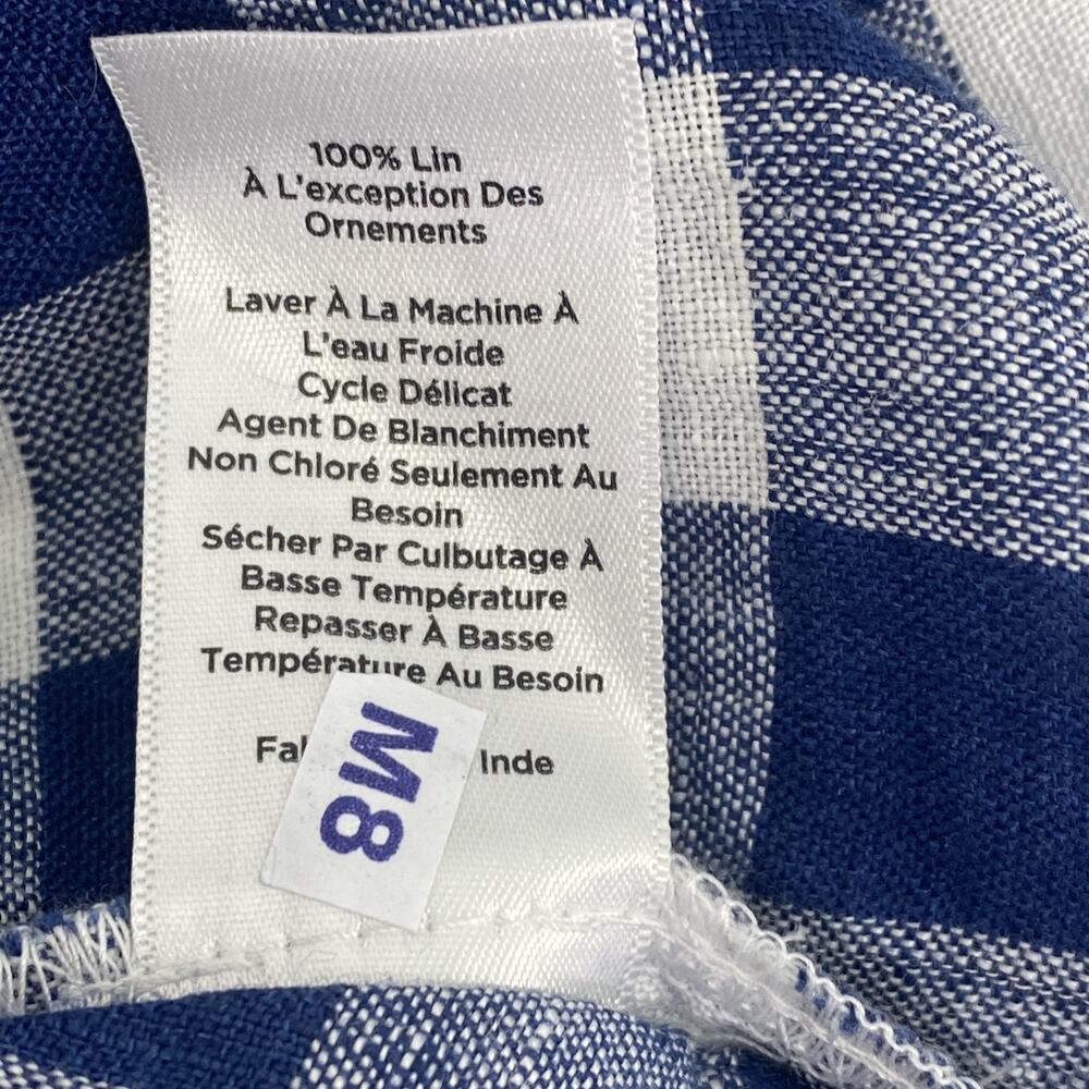 Talbots 100% Linen Blue White Plaid Check Top Blouse Sleeveless Summer L - Picture 5 of 5